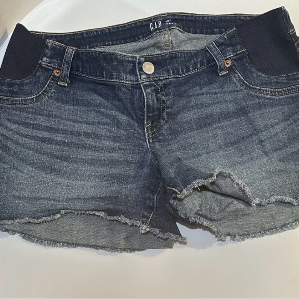 GAP Dark Blue Frayed Hem Denim Maternity Shorts